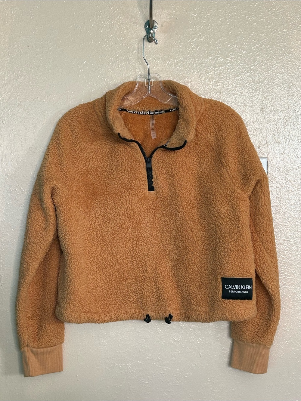 Calvin Klein Women's Camel Sherpa Half-Zip Pullover